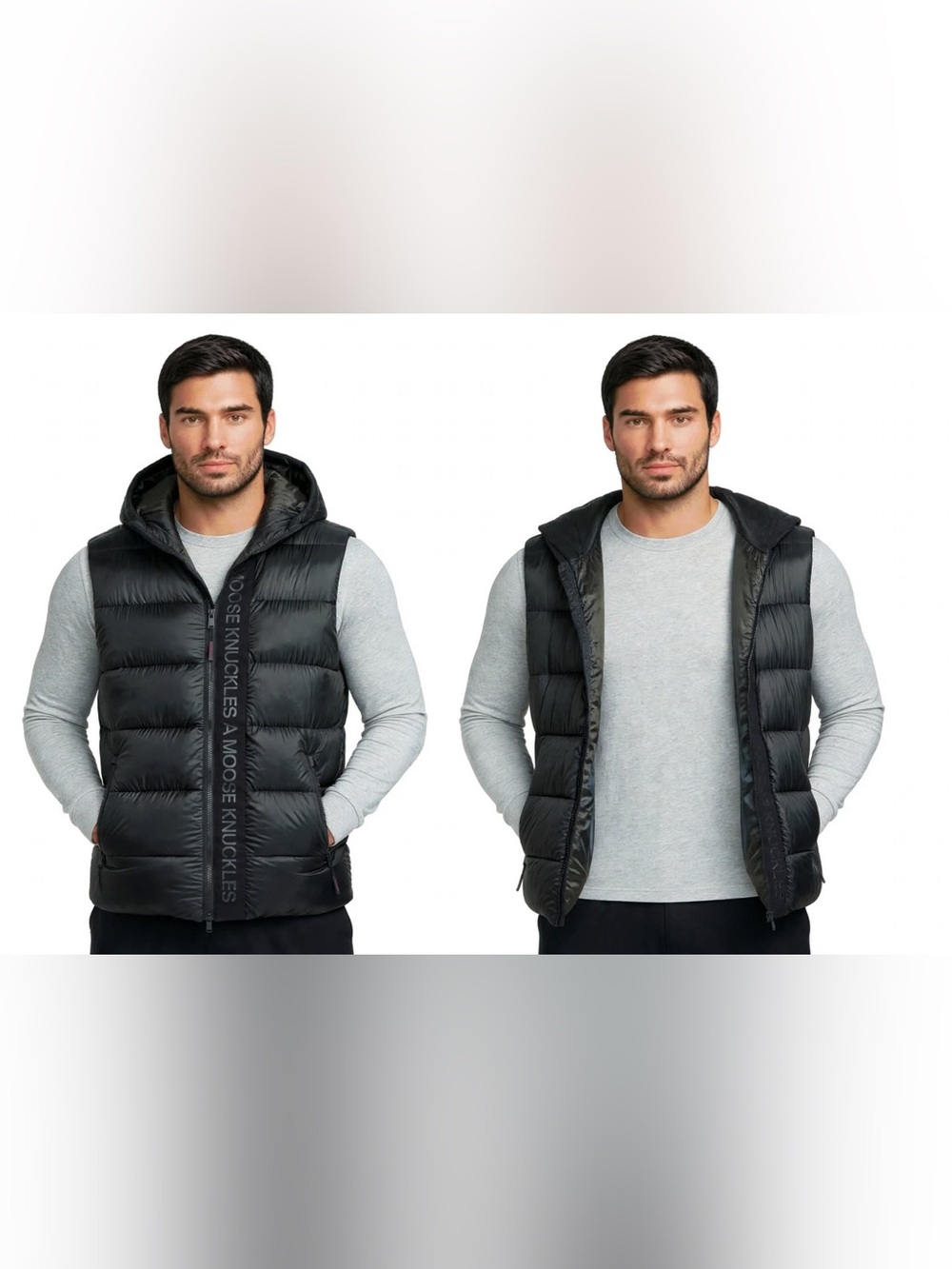 🫎Moose Knuckles Black Quilted Hooded Puffer Vest